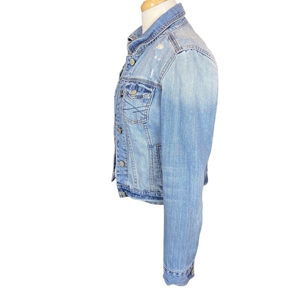 AEROPOSTALE Denim Jean Distressed Button Trucker Style Jacket Size Small - Picture 3 of 10